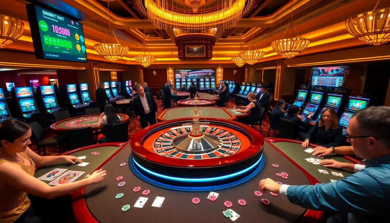 A luxurious SBOBET roulette wheel surrounded by players in an upscale casino atmosphere.