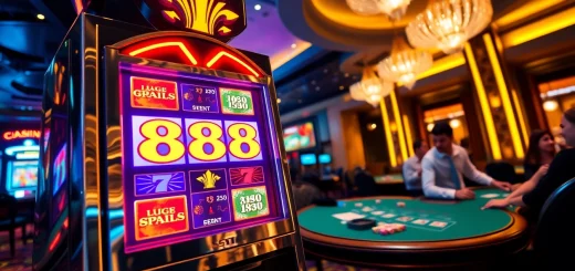 Playing the exciting slot88 game in a luxurious casino environment with vibrant lighting.