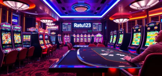 Pemain menikmati permainan slot di platform kasino online Ratu123, menampilkan grafis yang berwarna-warni dan peluang menang.