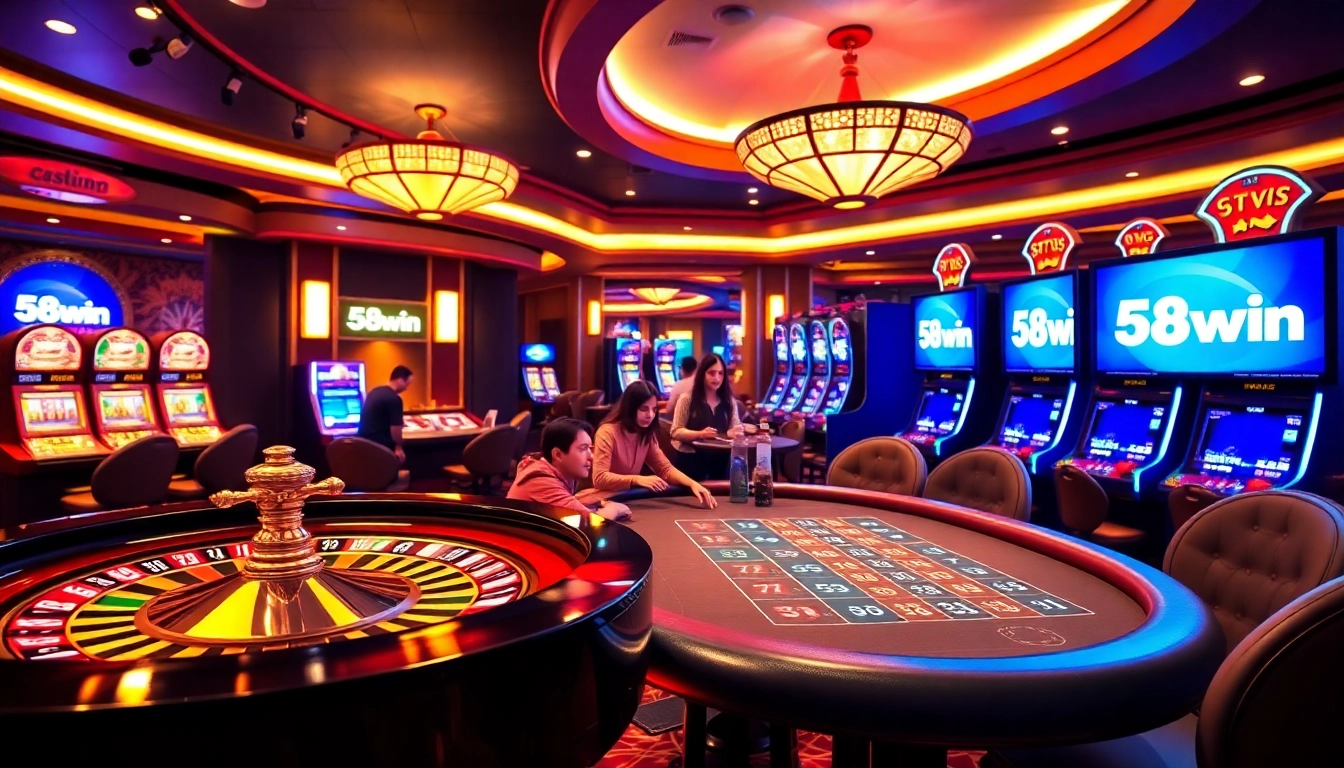 Engaged players enjoying their experience at 58win's vibrant online casino gaming table.