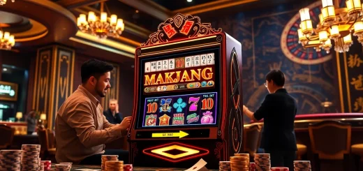 Enjoying the demo slot mahjong experience at a lively casino, filled with excitement.