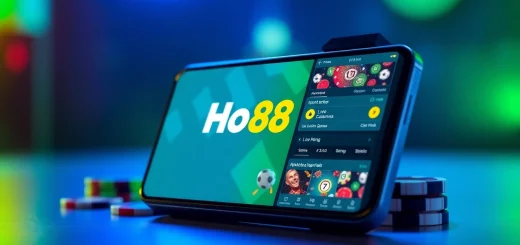 Ho88 app interface showcasing sports betting and live casino features in a vibrant design