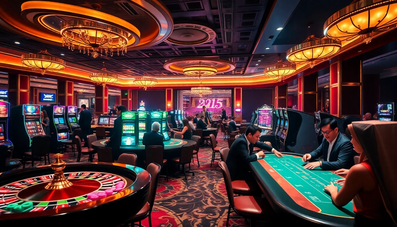 Experience the excitement of a 123win casino with vibrant players at a roulette table.