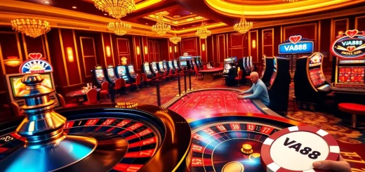 Players enjoying games at VA88, a premier online casino featuring roulette, poker, and slot machines.