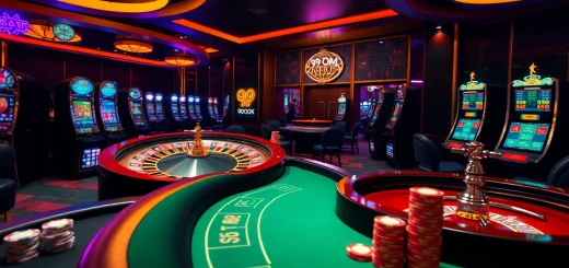 Experience the thrill of 99ok's online casino with vibrant tables and slot machines.