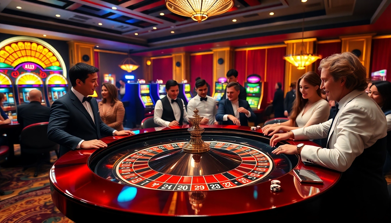 Exciting roulette game scene at https://78winel.com/, showcasing players and colorful chips.