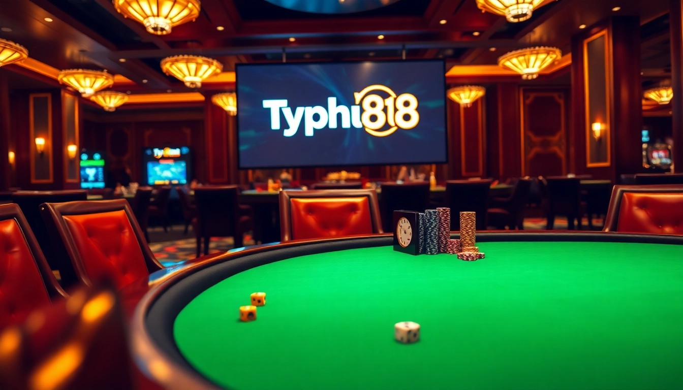 Experience the thrill of Typhu88 with lively casino elements and rich decor.