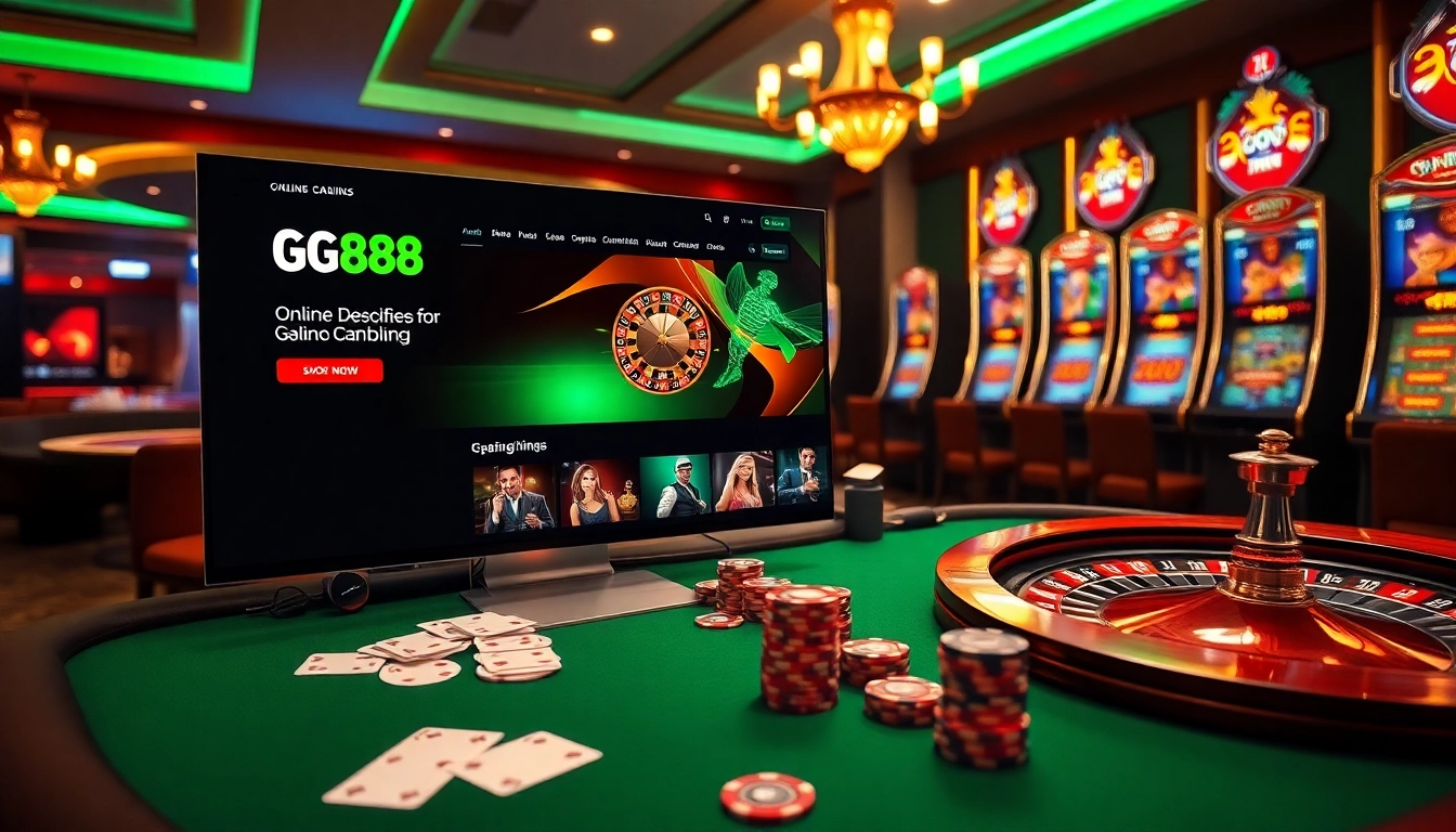 Engage in premium gambling with GG88 online platform visual showcasing a poker table.