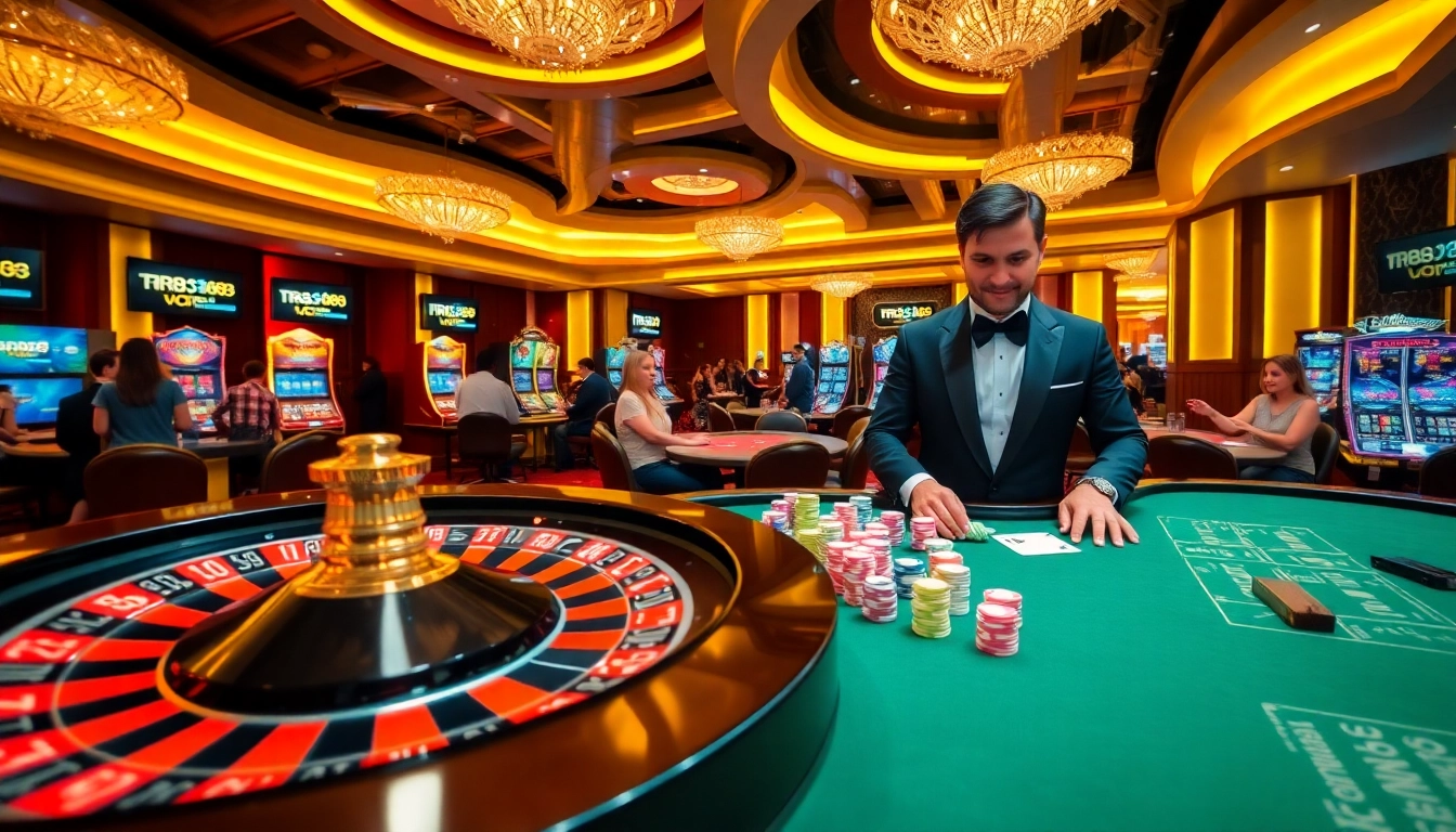 Players enjoy an exciting game at RR88 casino with vibrant roulette and colorful chips.