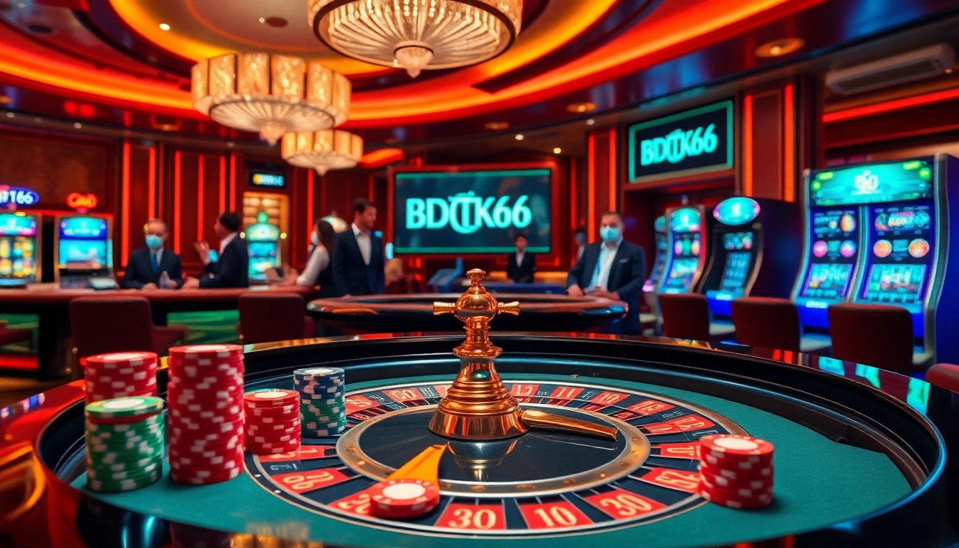 Experience the thrill of BDTK66 with vibrant casino tables and luxurious gambling settings.