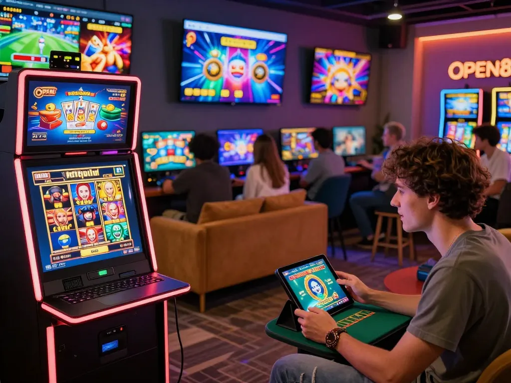 Exciting gaming scene on OPEN88.COM with players engaging in diverse online games.