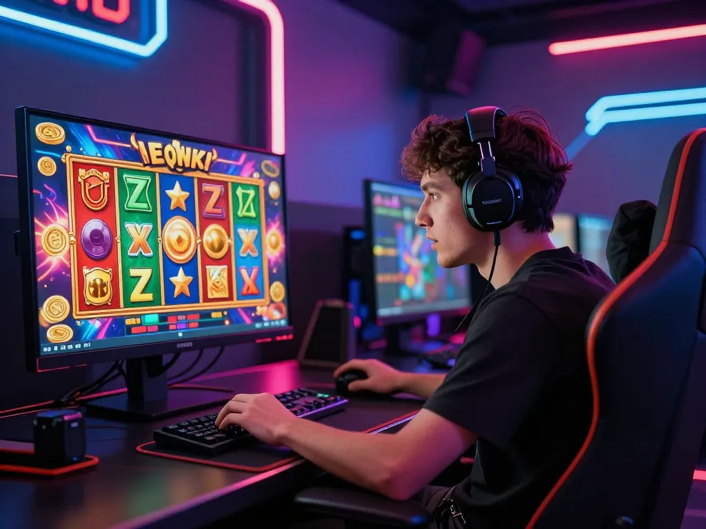 Player immersed in NK88 online gaming experience with dynamic visuals and vibrant graphics.