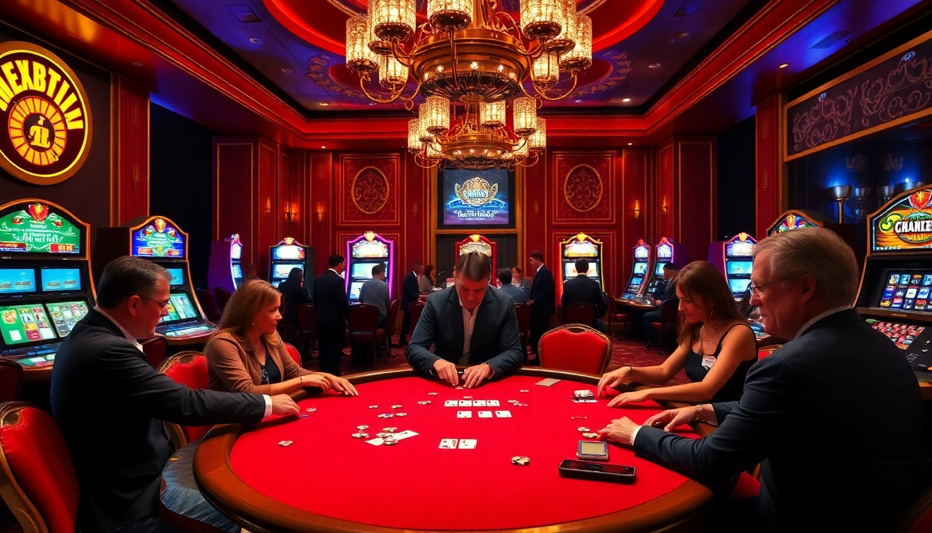 Exciting casino scene with players at the poker table showcasing S 8 action and vibrant chips.