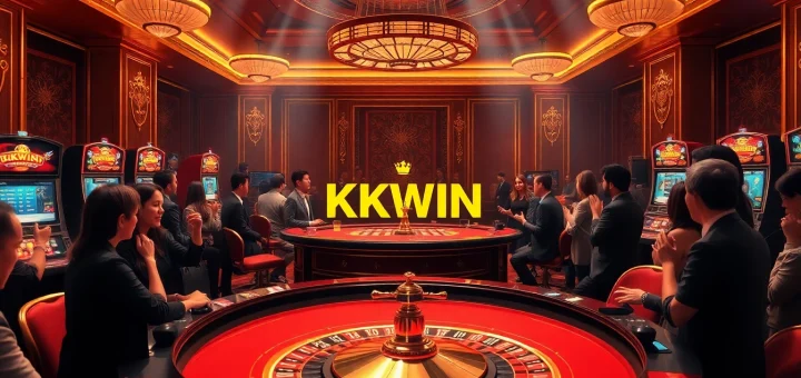 Gamblers enjoying a luxurious KKWIN casino experience at an elegant gaming table.
