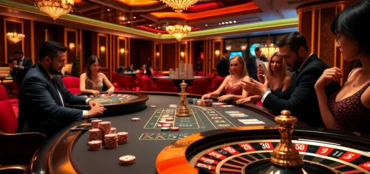 Players enjoy thrilling games at the KK55 luxurious casino table, showcasing excitement and high stakes.