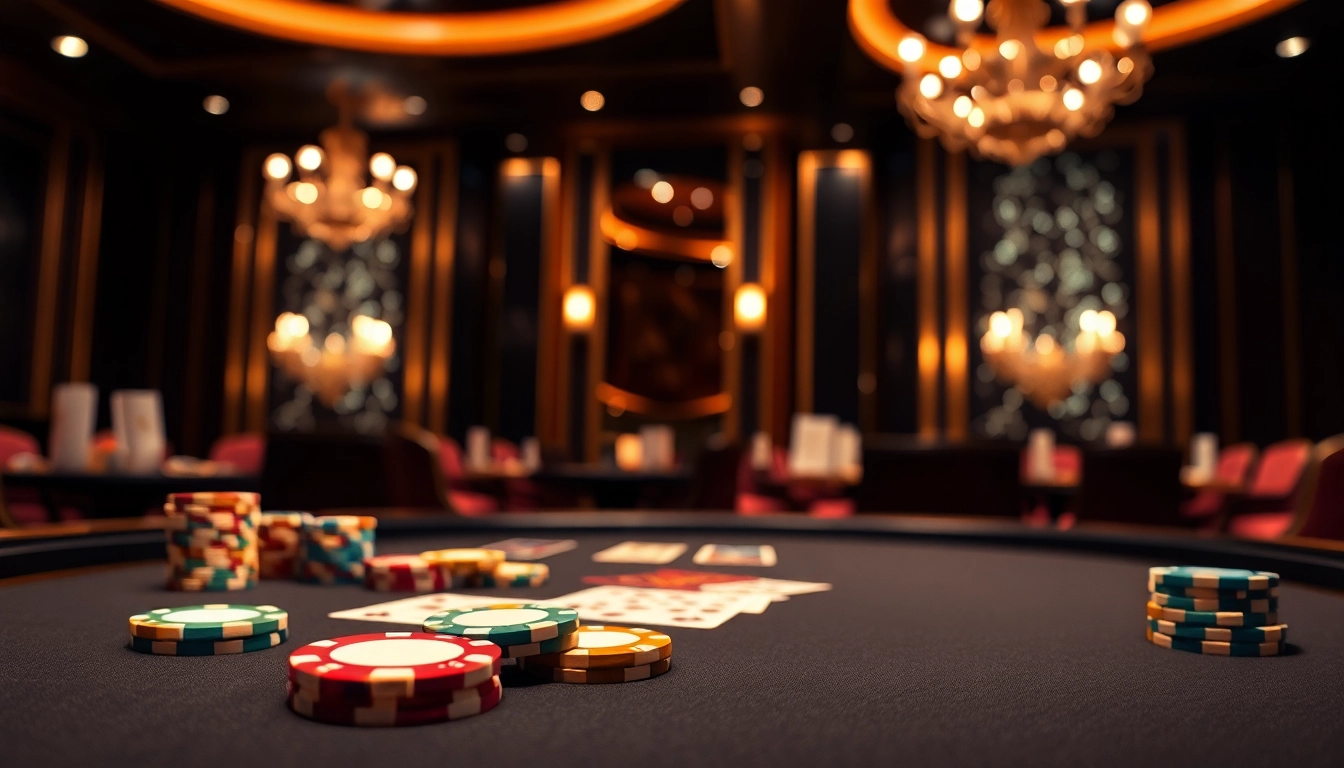 Experience the thrill of uvip poker gaming with vibrant chips and cards on a luxurious casino table.