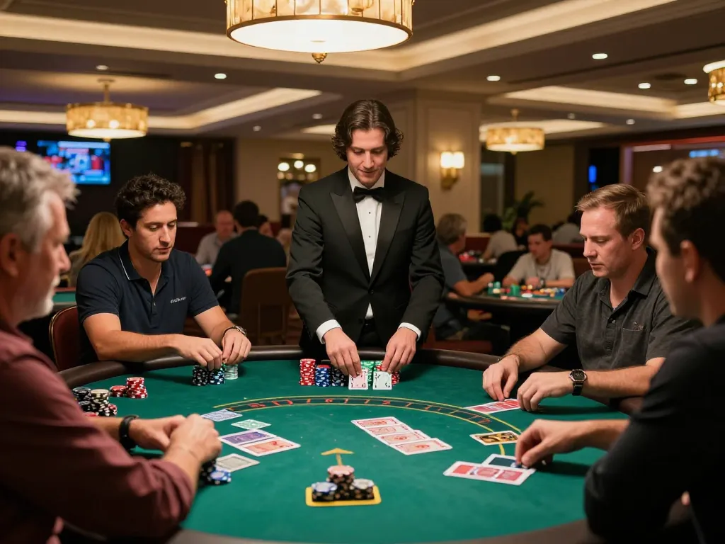 Players strategizing at a blackjack table, enhancing their skills at 23winy casino experience.