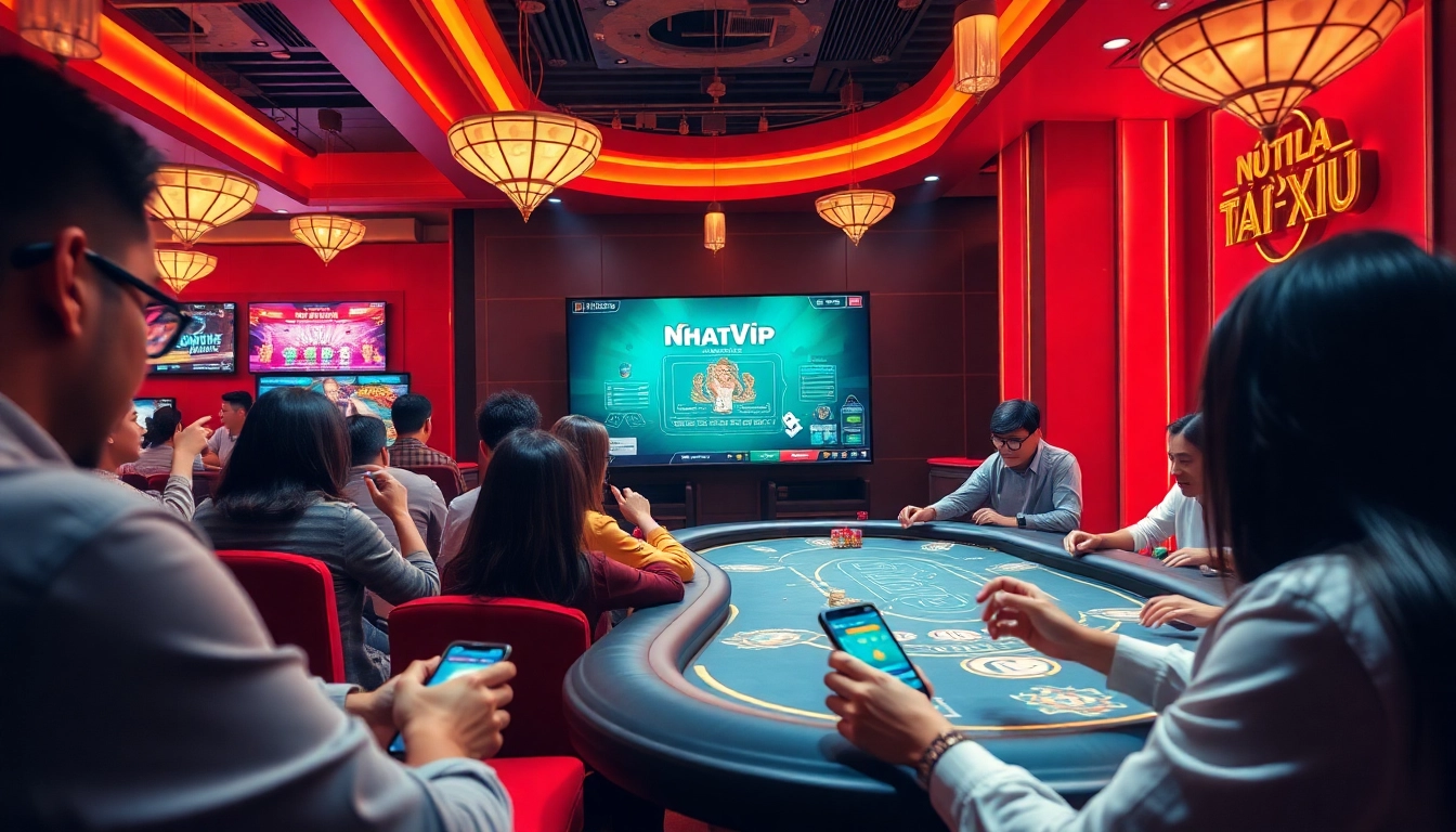 Tải game Nhatvip chính thức in a vibrant online casino environment with engaging players.