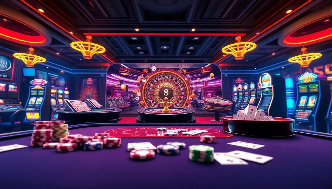 Experience the thrill of online gaming with https://bslvb.sa.com/ showcasing vibrant poker chips and roulette wheels.