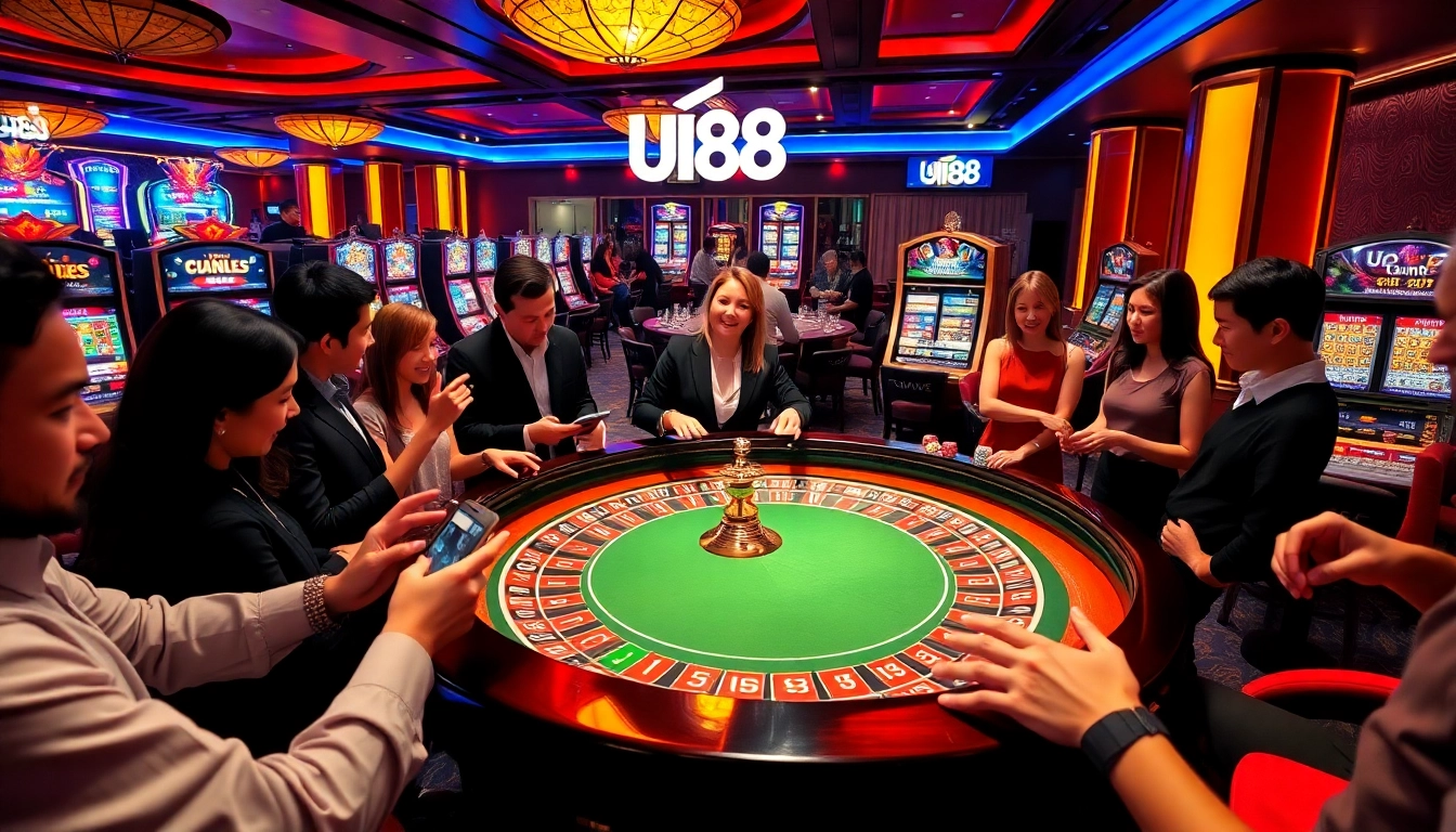 Experience the excitement of UU88 with players engaged at a luxurious roulette table.