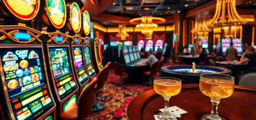 Mainkan permainan slot yang menarik di suasana kasino yang meriah dan penuh kegembiraan.