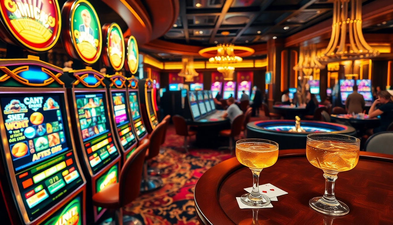 Mainkan permainan slot yang menarik di suasana kasino yang meriah dan penuh kegembiraan.