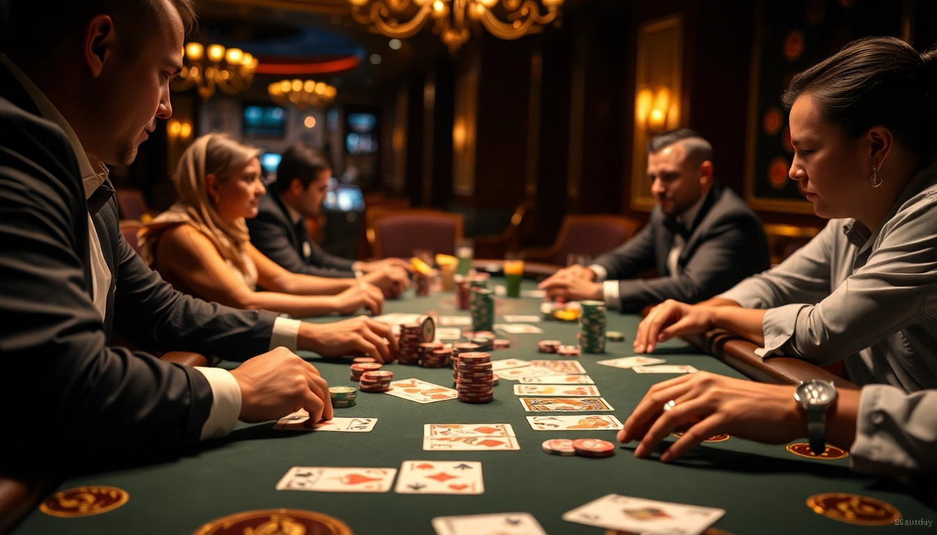 Players enjoying a thrilling game at AT99 casino poker table.