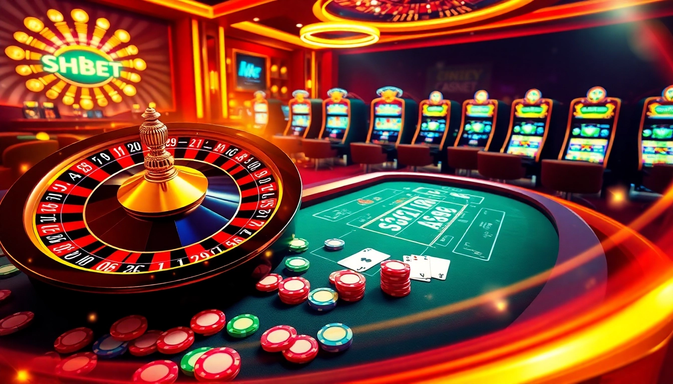 Experience thrilling gameplay at SHBET with vibrant casino tables and exciting slot machines.