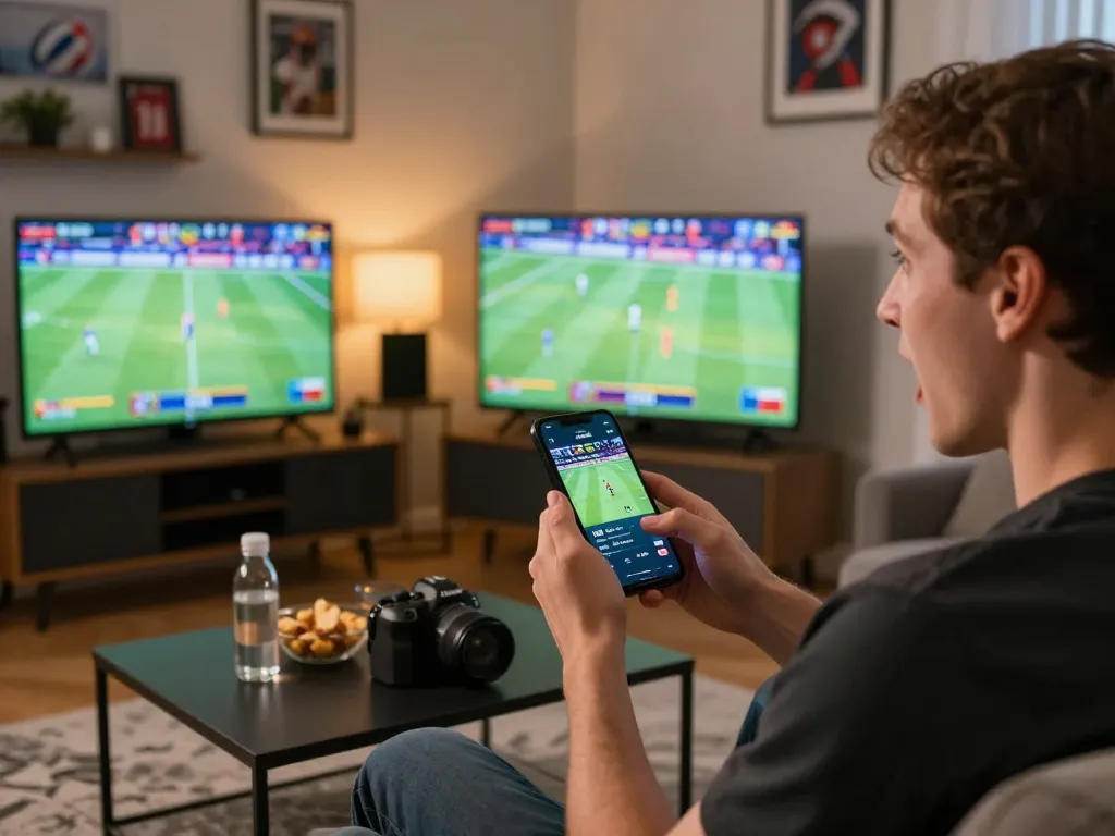 Kuwin sports betting enthusiast placing bets on mobile app during live game