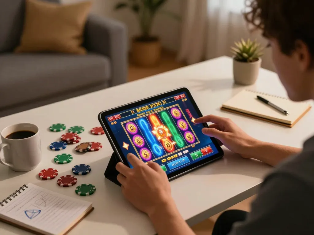 Experience thrilling online slots action with mm88 on a cozy gaming setup.
