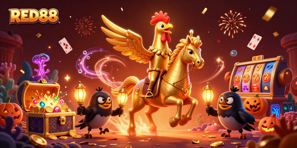 Experience the excitement of RED88 with dynamic casino elements and colorful characters.