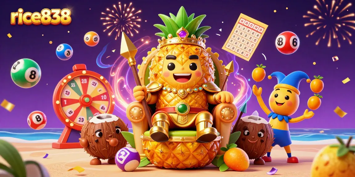 Experience exciting wins with rice838's lively casino-themed illustration featuring colorful elements and vibrant gaming action.