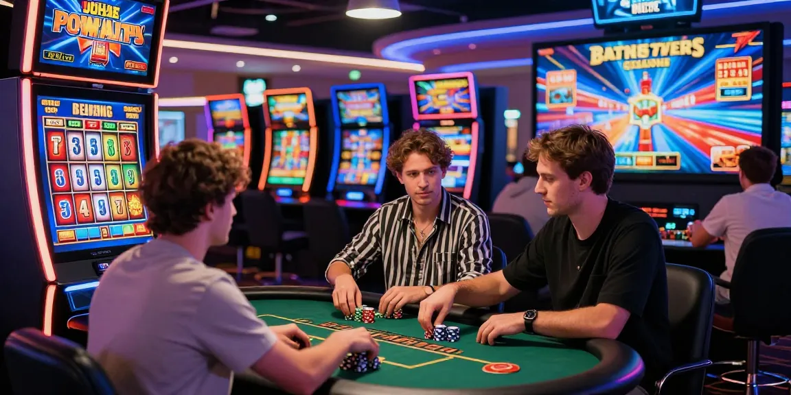 New online casinos in the UK showcase players enjoying vibrant slot machines and live games in a thrilling casino atmosphere.