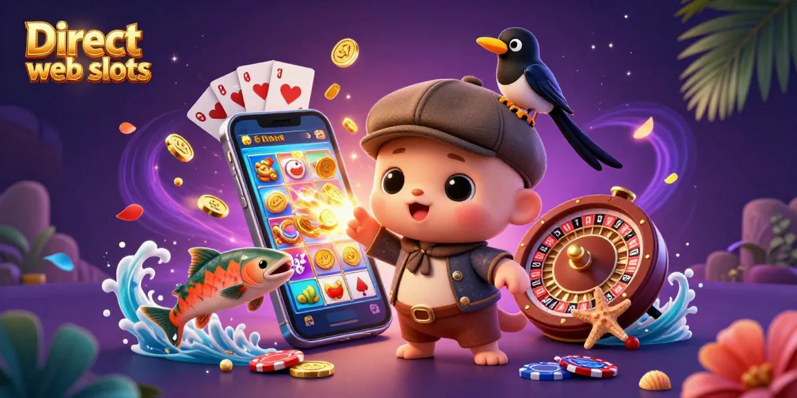 Engage with Direct web slots and experience fun with vibrant slot reels, gold coins, and playful characters.