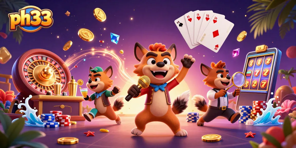 Experience thrilling entertainment at ph33 in a vibrant casino scene with lively hyenas.