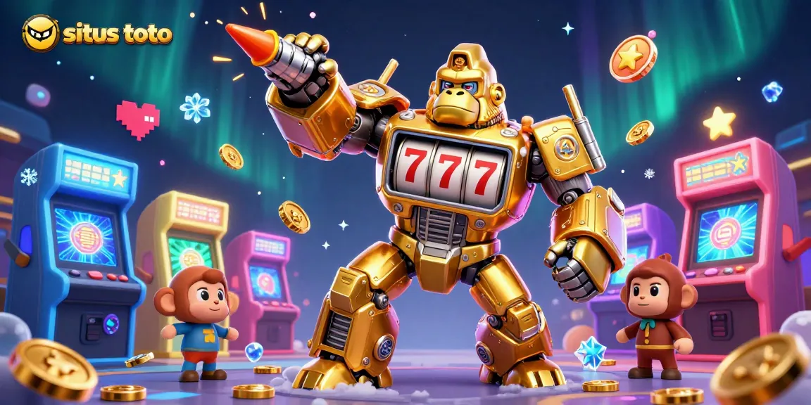 Experience exciting games at situs toto with a vibrant 3D cartoon-style casino illustration.