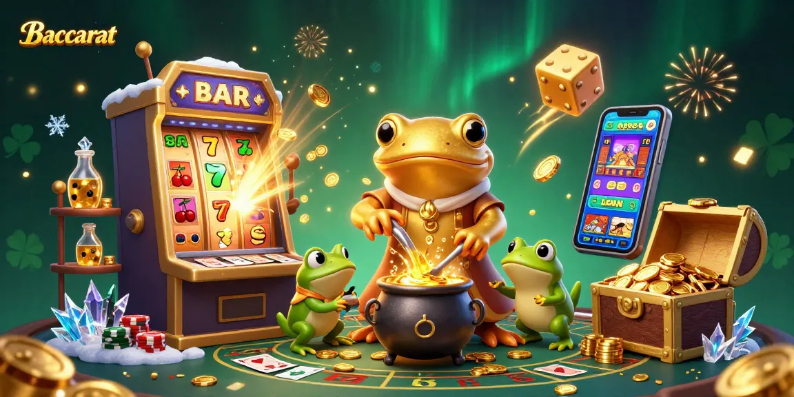 Baccarat table and characters creating excitement in a lively casino scene.